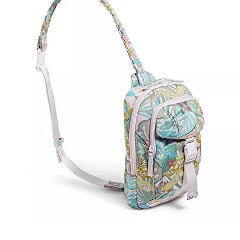 NWT Vera Bradley Women's Cotton Utility Sling Backpack, Rain Forest Canopy